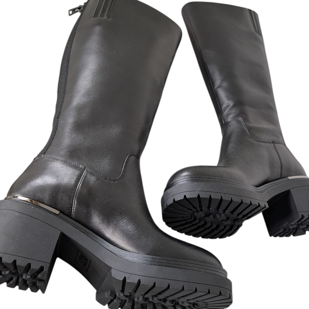 New DKNY Paloma Logo Knee High Platform Boot in Black... Size 7 - Picture 4 of 12
